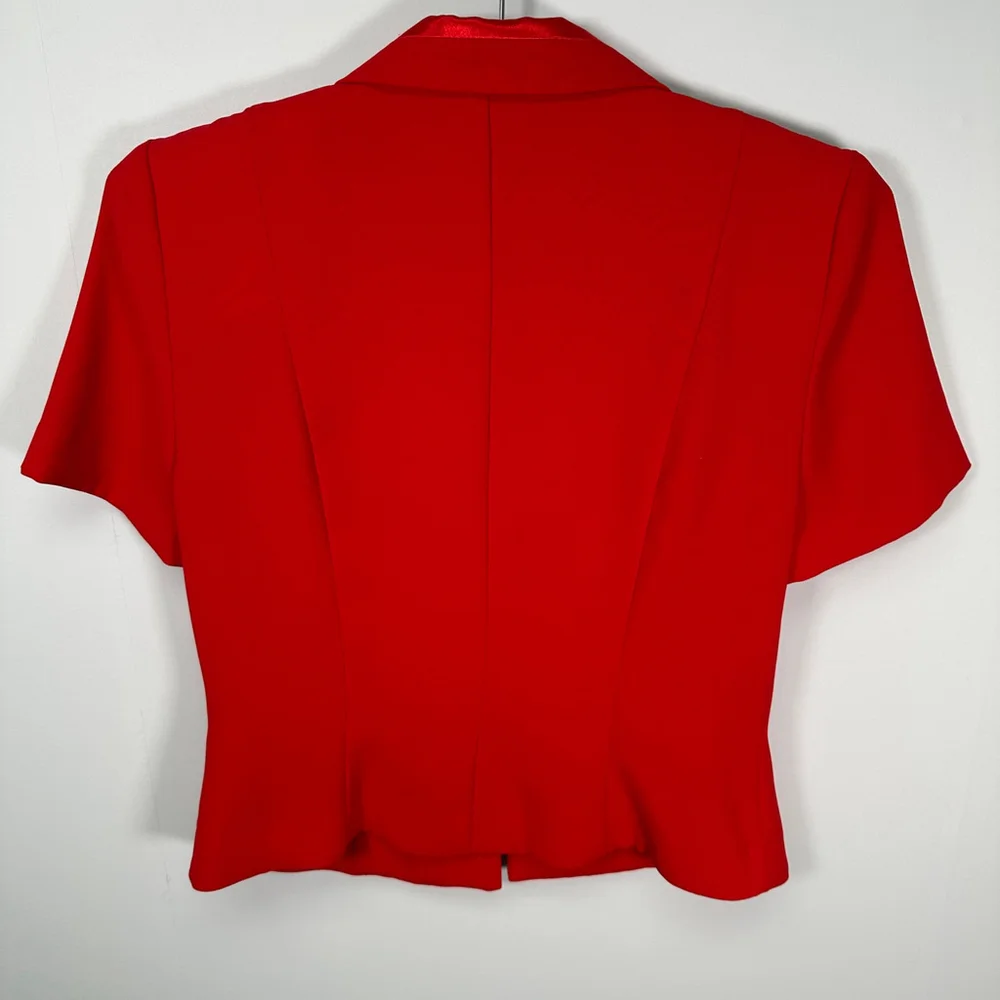 Vintage Button Up Red‎ Short Sleeve Collared Blouse Petite Small - Picture 3 of 4
